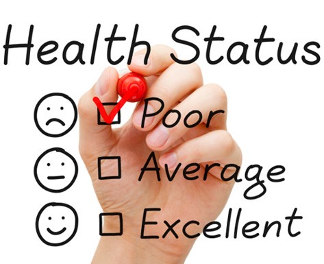 “Health status” list with a checkmark next to the word “poor”